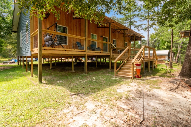 2141 C Shelby Ln, Westville, FL 32464 - back of property featuring a deck and stairs