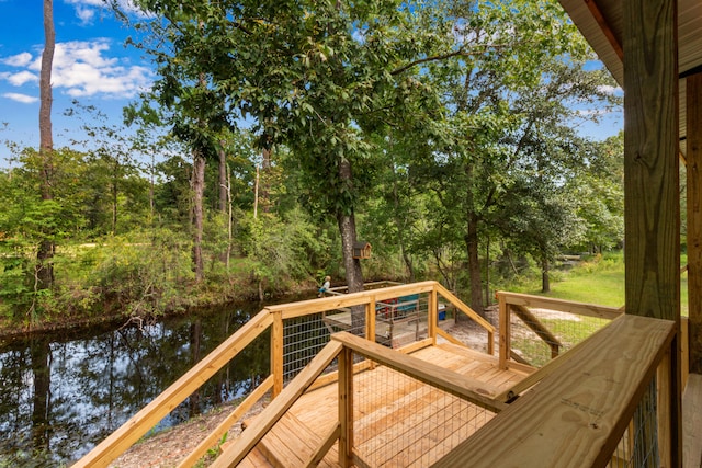 2141 C Shelby Ln, Westville, FL 32464 - wooden terrace with a water view