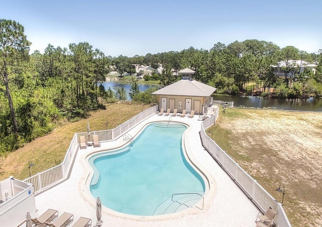231 Somerset Bridge Rd Unit 2308, Santa Rosa Beach, FL 32459 - community pool featuring a water view, a patio area, and view of scattered trees