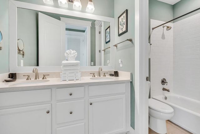 654 Flatwoods Forest Loop, Santa Rosa Beach, FL 32459 - full bathroom featuring double vanity, bathtub / shower combination, and tile patterned floors