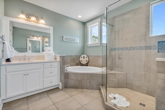 654 Flatwoods Forest Loop, Santa Rosa Beach, FL 32459 - full bath featuring a garden tub, tile patterned floors, healthy amount of natural light, and a stall shower