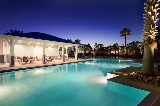 654 Flatwoods Forest Loop, Santa Rosa Beach, FL 32459 - community pool featuring ceiling fan, a gazebo, and a patio