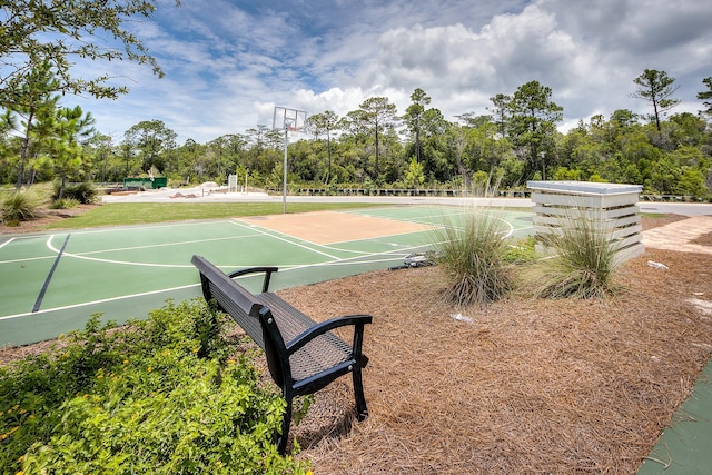 654 Flatwoods Forest Loop, Santa Rosa Beach, FL 32459 - view of sport court with community basketball court and view of wooded area