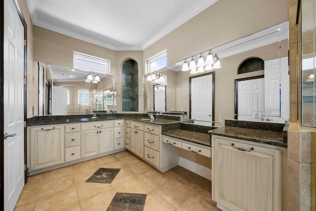 3929 Indian Springs Rd, Panama City, FL 32404 - bathroom with ornamental molding, tile patterned floors, and vanity