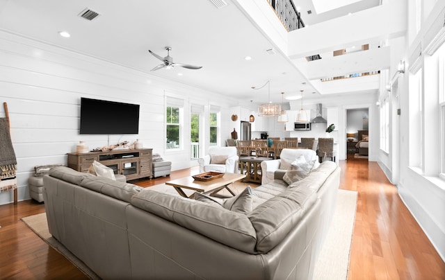 12 Seabreeze Way, Inlet Beach, FL 32461 - living room featuring light wood-type flooring, a ceiling fan, and recessed lighting