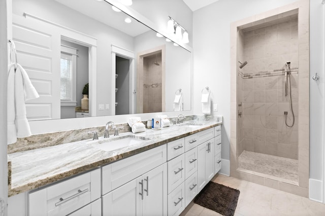 12 Seabreeze Way, Inlet Beach, FL 32461 - full bath featuring double vanity, tiled shower, and recessed lighting