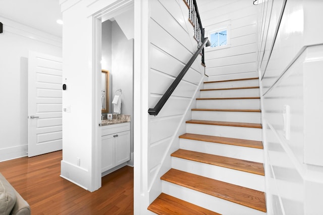 12 Seabreeze Way, Inlet Beach, FL 32461 - stairs with wood finished floors and baseboards