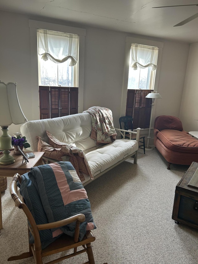 living room with carpet flooring