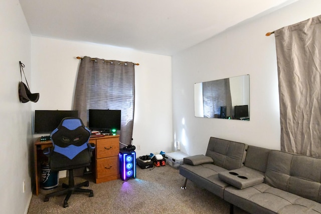 view of carpeted home office