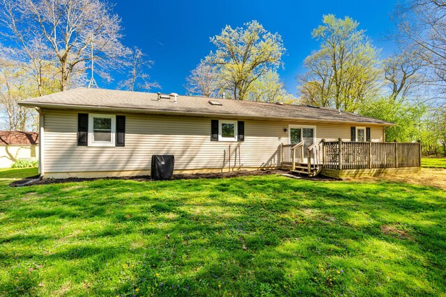 11851 Sanders Rd, Richwood, OH 43344 - rear view of property featuring a yard and a wooden deck
