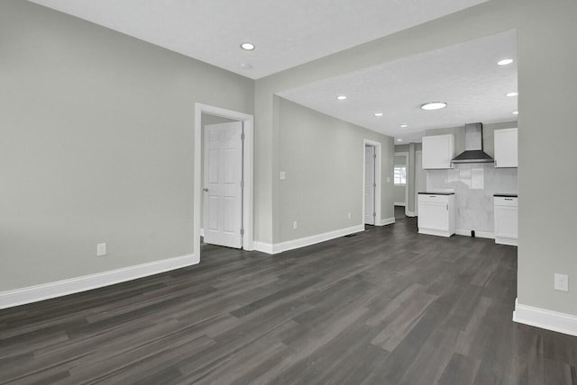 unfurnished living room with dark hardwood / wood-style floors