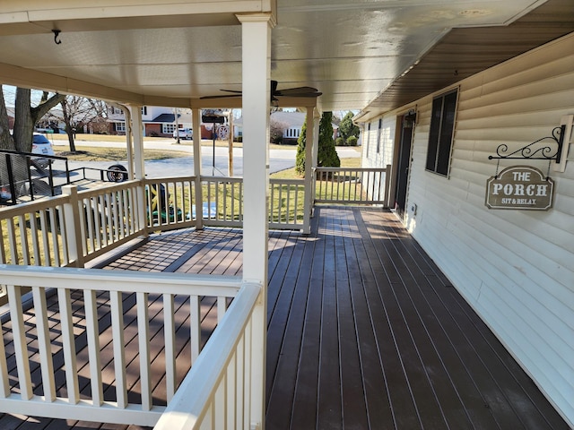 wooden terrace with covered porch