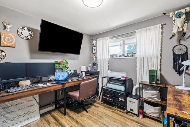 office with wood finished floors