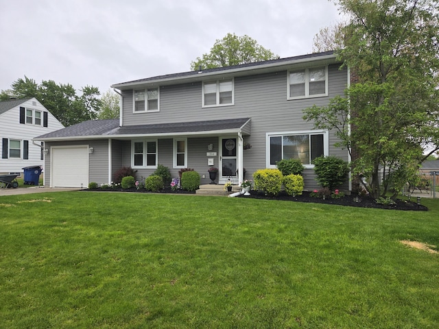 314 Concord Ave, Saint Marys, OH 45885 - view of front of home with a garage, a porch, a front lawn, and driveway