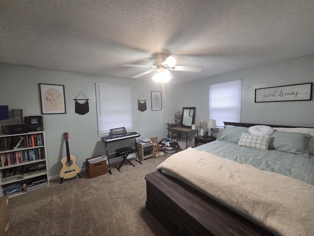314 Concord Ave, Saint Marys, OH 45885 - bedroom featuring carpet, a textured ceiling, and ceiling fan