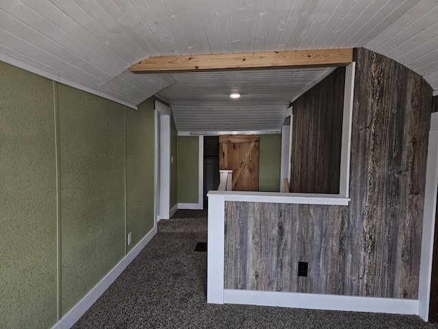 2 E Main St, Fletcher, OH 45326 - hall with carpet floors and wood ceiling