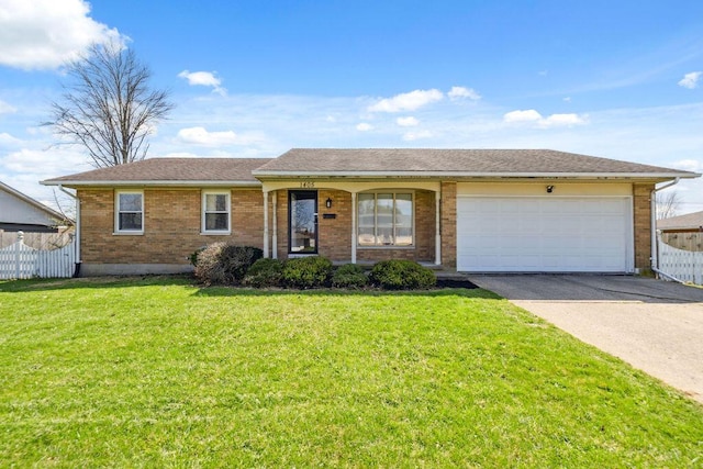 1405 Providence Ave, Springfield, OH 45503 - ranch-style house with driveway, an attached garage, brick siding, and a shingled roof
