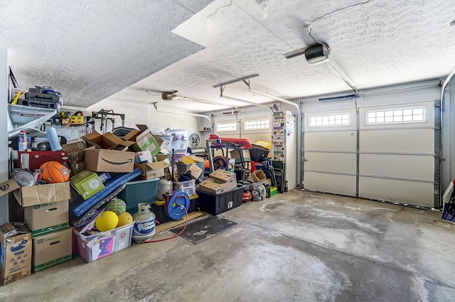 garage with a garage door opener