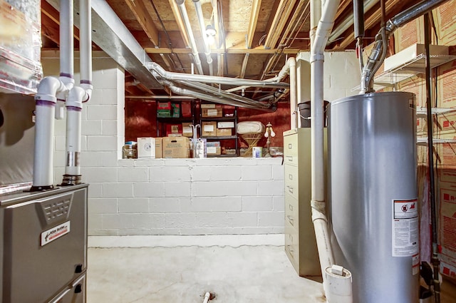 utility room with water heater