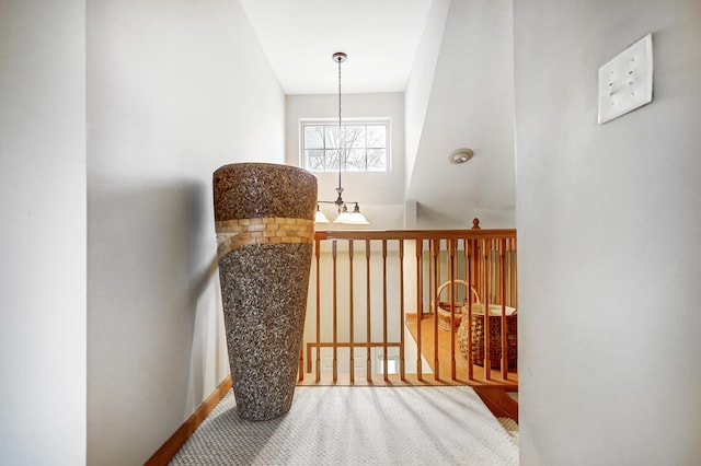 interior space with a notable chandelier