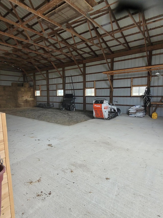 garage with metal wall