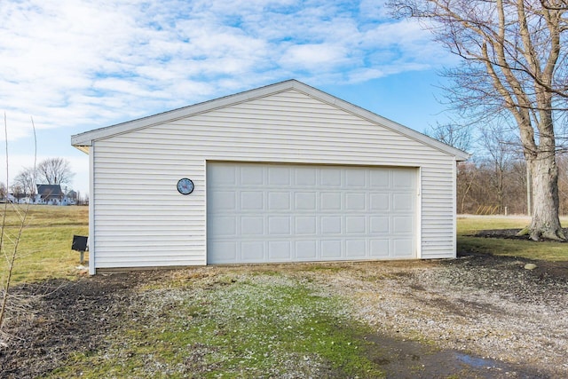 view of detached garage