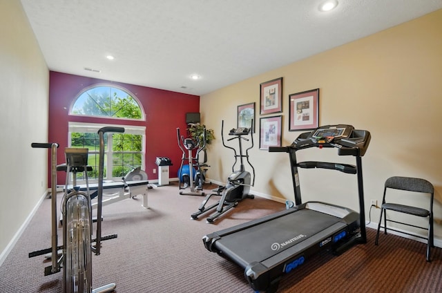 2696 Prestwick Village Cir, Springfield, OH 45503 - exercise area with recessed lighting, carpet floors, and baseboards