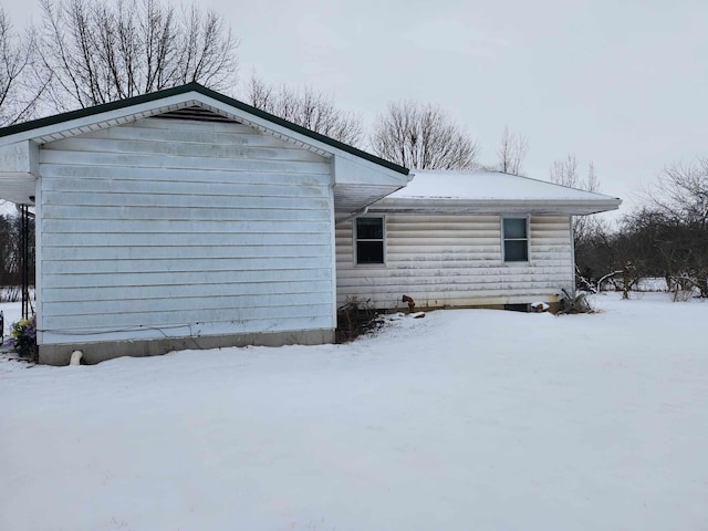 view of snowy exterior