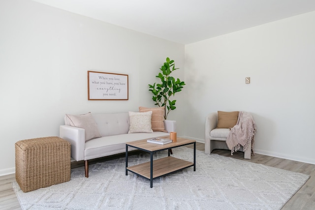 living room featuring baseboards and wood finished floors