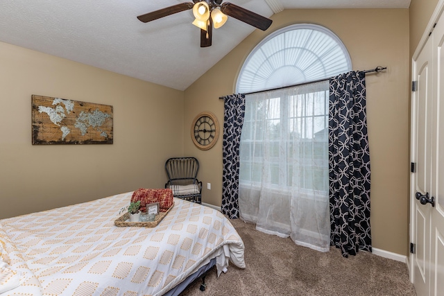 725 Loxley Ln, Troy, OH 45373 - carpeted bedroom with lofted ceiling, a ceiling fan, and baseboards