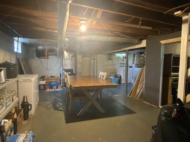 basement featuring washer and dryer