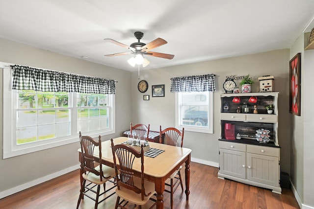 11372 Kickapoo Path, Lakeview, OH 43331 - dining room with ceiling fan and wood finished floors