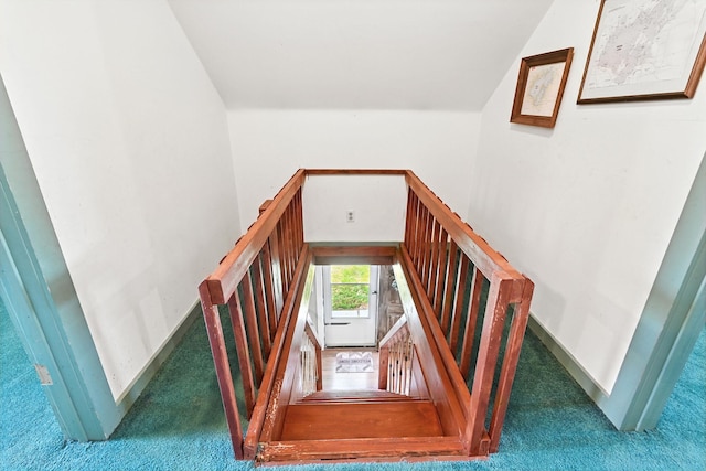 11372 Kickapoo Path, Lakeview, OH 43331 - stairs with carpet and vaulted ceiling