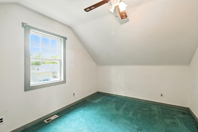 11372 Kickapoo Path, Lakeview, OH 43331 - bonus room with lofted ceiling, dark carpet, and ceiling fan