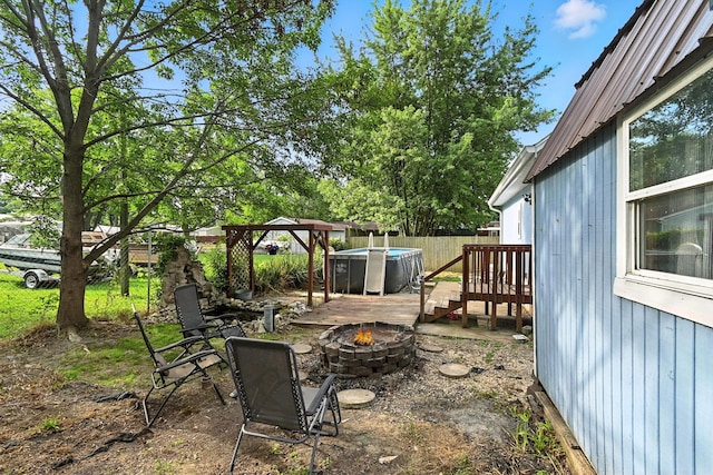 11372 Kickapoo Path, Lakeview, OH 43331 - view of yard with an outdoor fire pit, a gazebo, and a wooden deck