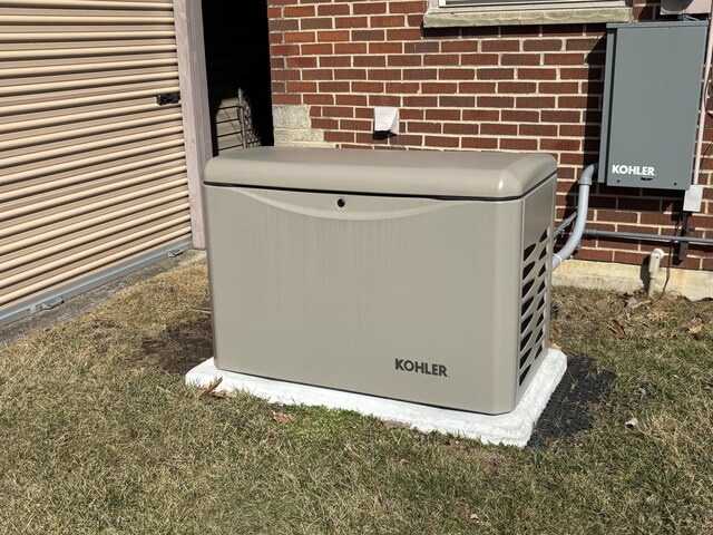 10989 Seminole Shore Dr, Huntsville, OH 43324 - exterior view of a power unit and brick siding
