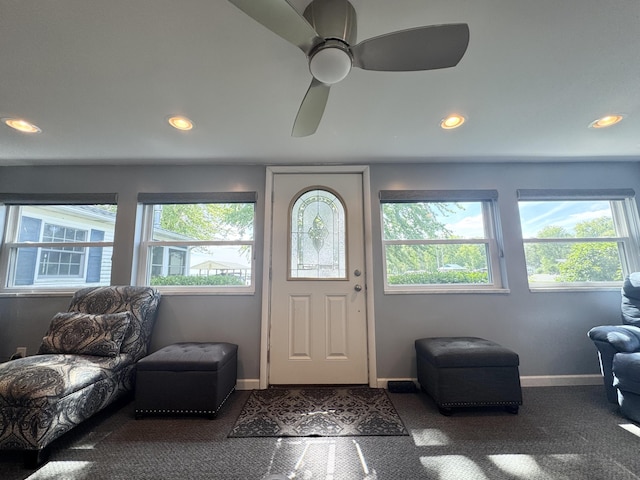 13864 Public Dr, Lakeview, OH 43331 - foyer entrance featuring healthy amount of natural light, recessed lighting, carpet flooring, and baseboards