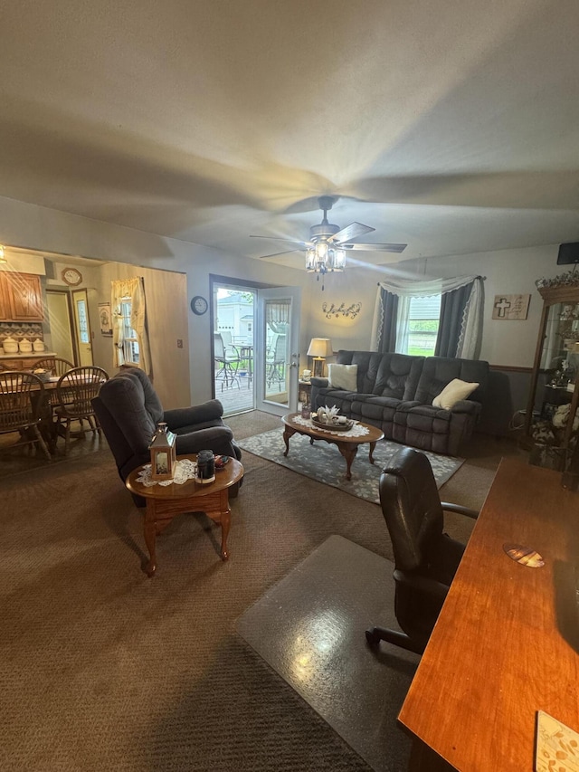 612 S Main St, Saint Marys, OH 45885 - living room with carpet floors and a ceiling fan