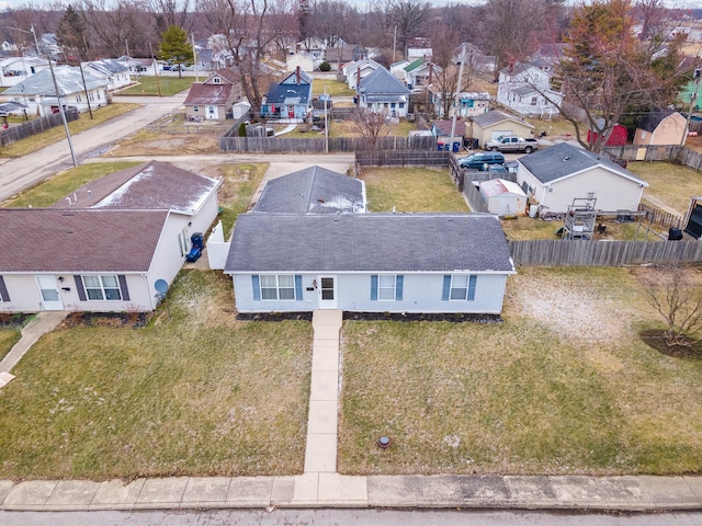 aerial view with a residential view