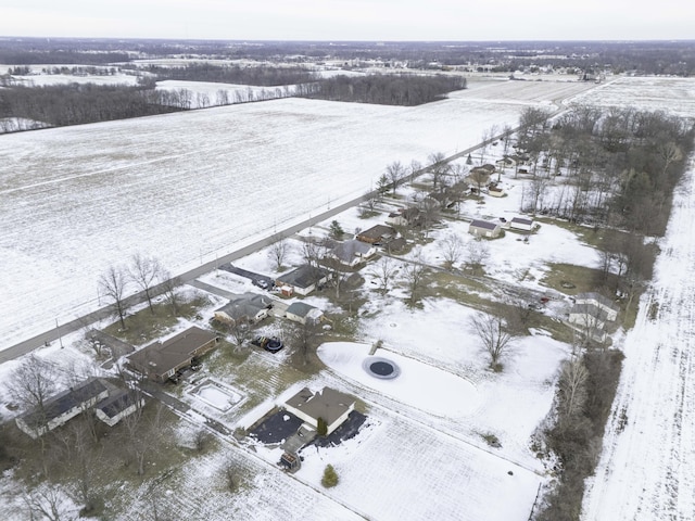 snowy aerial view with a rural view