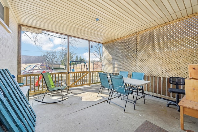 view of unfurnished sunroom