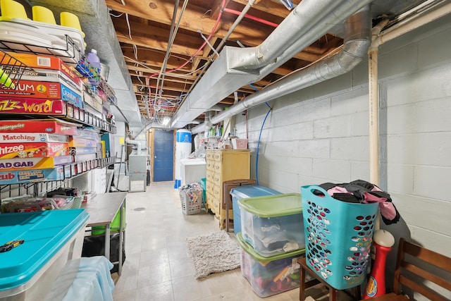 view of unfinished basement