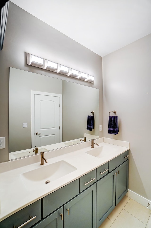 bathroom with vanity and tile patterned flooring