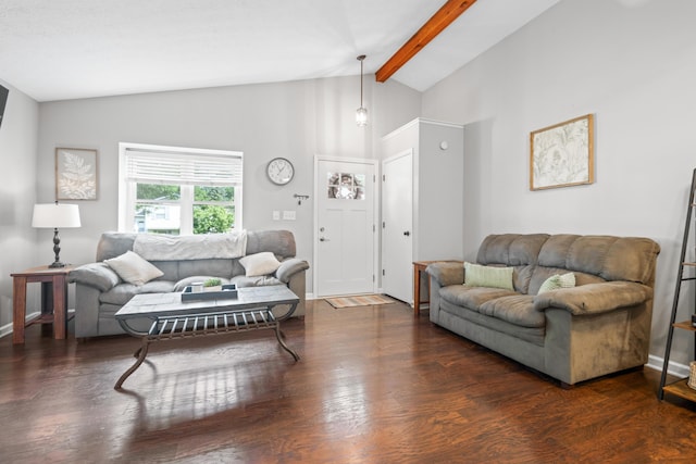 5175 Locust Post Ln, Columbus, OH 43230 - living area with beam ceiling, wood finished floors, and high vaulted ceiling