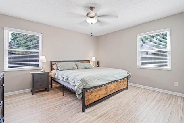 5175 Locust Post Ln, Columbus, OH 43230 - bedroom with light wood finished floors, a textured ceiling, and a ceiling fan
