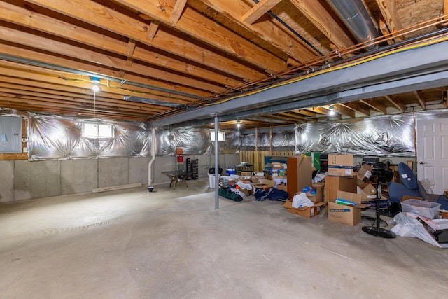 below grade area with electric panel