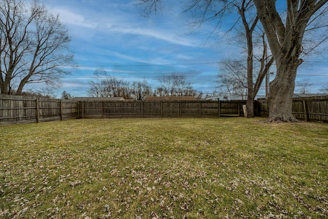 view of yard featuring a fenced backyard