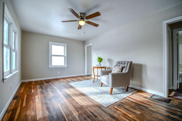 422 New St, Sidney, OH 45365 - sitting room featuring ceiling fan and dark hardwood / wood-style flooring