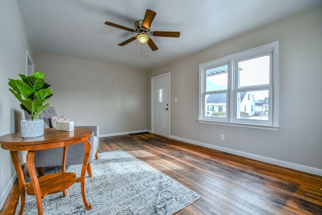 422 New St, Sidney, OH 45365 - entrance foyer featuring ceiling fan and dark hardwood / wood-style flooring
