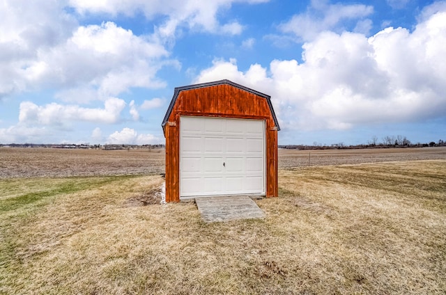 garage with a rural view